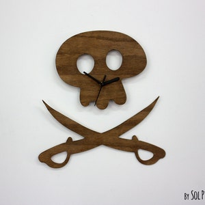 Pirate Skull - Wooden Wall Clock
