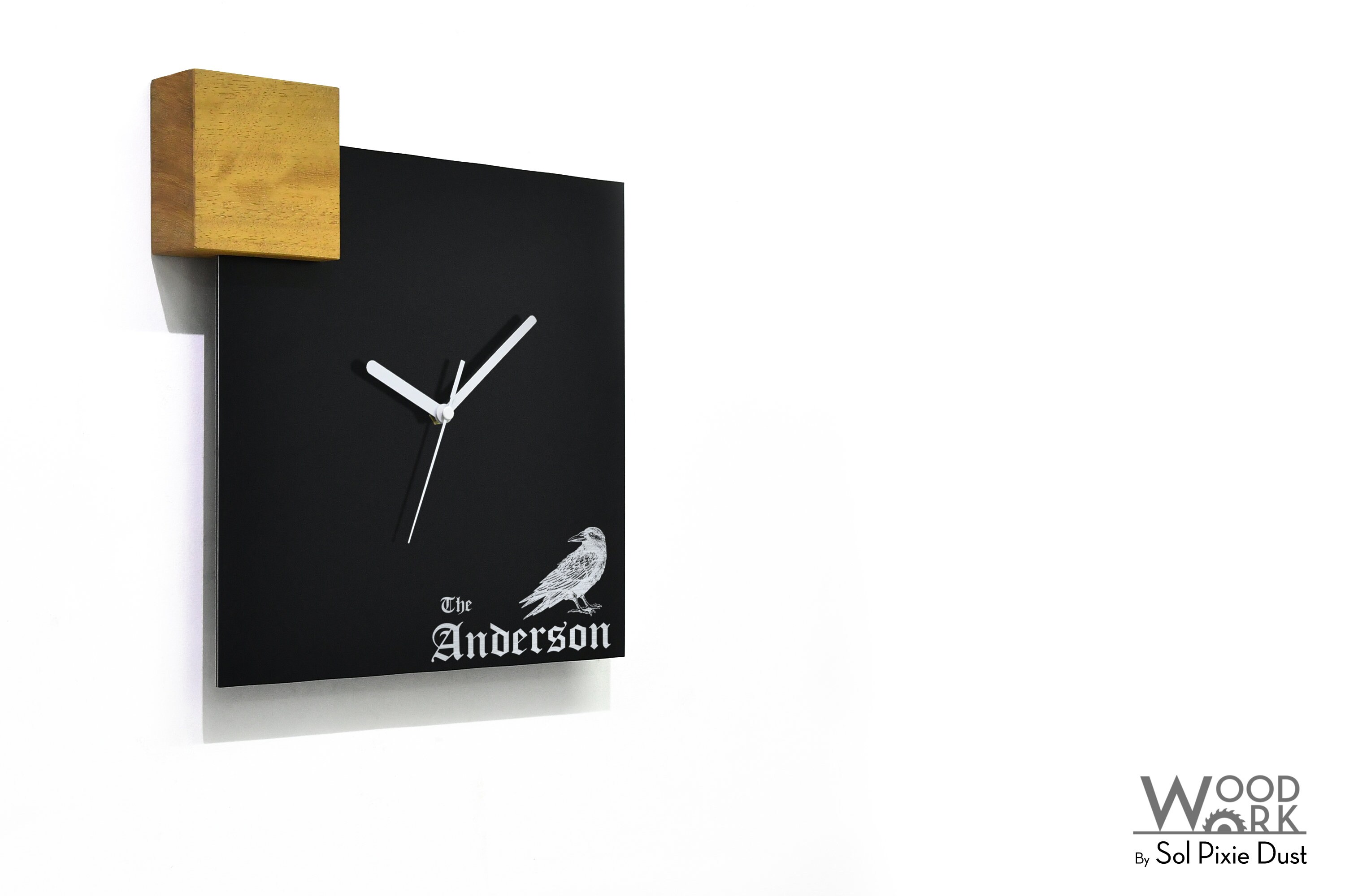 Modern Square Black Aluminum Wall Clock With Fiber Laser Engraving ...