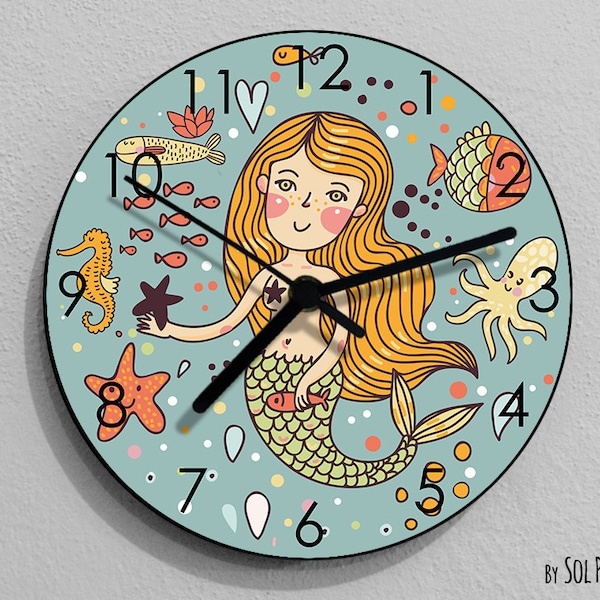 Mermaid Wall Clock Etsy