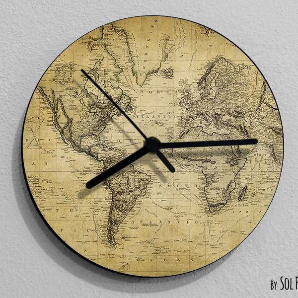 Map Wall Clock Etsy