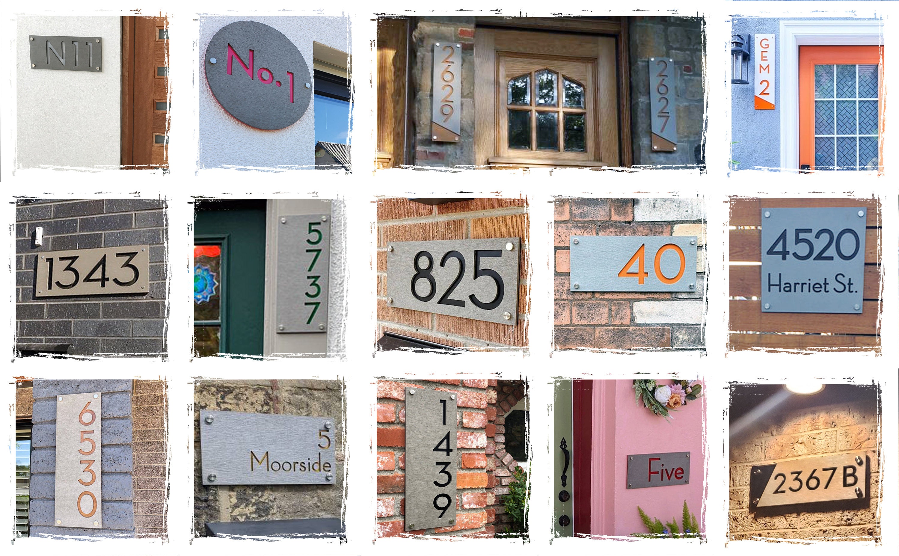 Modern House Numbers, Concrete With Bright Green Acrylic - Vertical ...