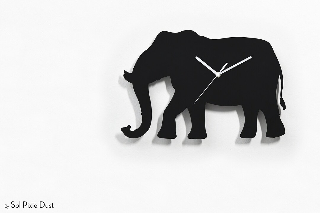 Elephant Silhouette Wall Clock Elephant Wall Decor Bedroom Etsy