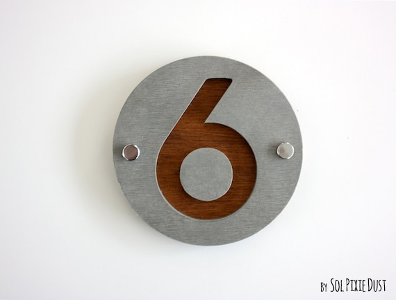 Modern House Numbers Round Concrete with Acrylic Sign Plaque Door Number