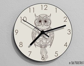 Owl Hand Drawing 1 Wall Clock - Kids Nursery Room, Teens Room, Baby Room  - Wall Clock