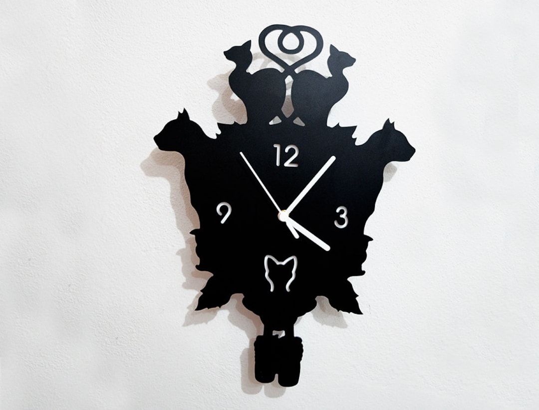 Cats Modern Cuckoo Silhouette Wall Clock - Etsy