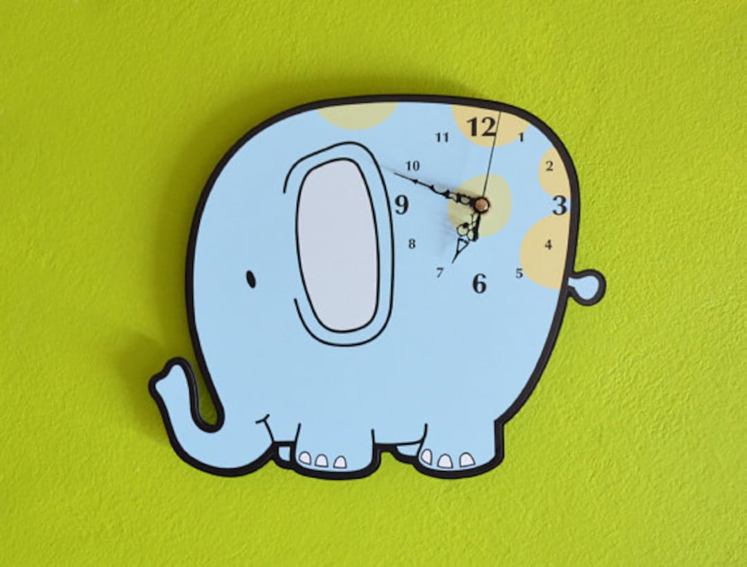 Cartoon Elephant Wall Clock Etsy