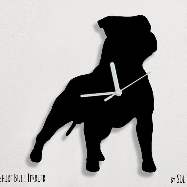 Chien Staffordshire Bull Terrier - Silhouette d'horloge murale