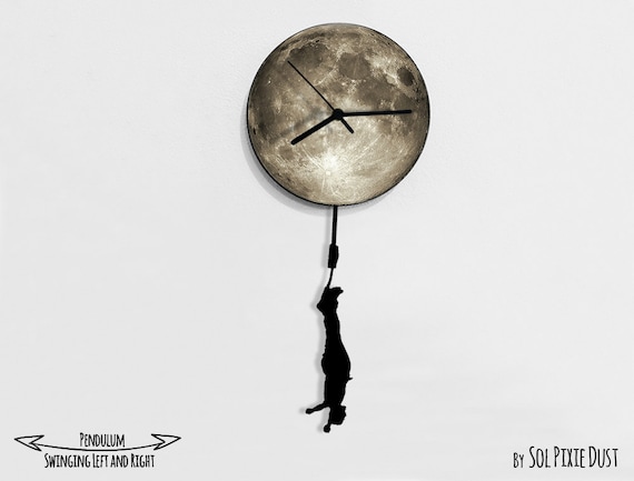 Bungee Jumping From the Moon - Wall Clock With Pendulum - Wall