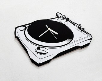 DJ Record Player Silhouette - Wall Clock