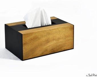 Tissue Box Cover - Rectangular Holder - Solid Wood Box - Personalized Gift - Housewarming Custom Engraved Gift - Modern Bathroom Decor
