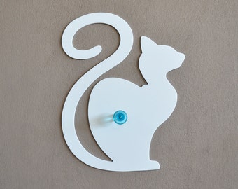 Cat Waiting Silhouette   - Wall Hook  / Coat Hook / Key Hanger