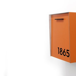 Mailbox With Orange Aluminum Face and Body and Black Acrylic Numbers ...