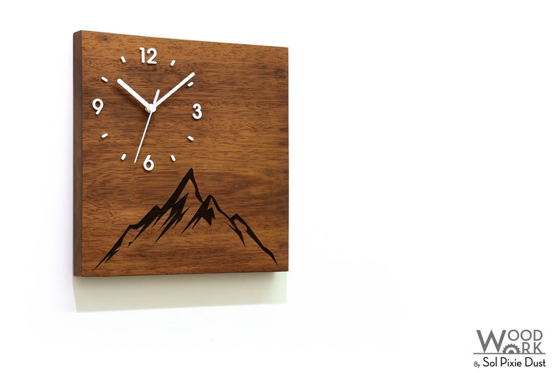 Solid Wood Wall Clock Mount Everest Wood Laser Engraved Etsy