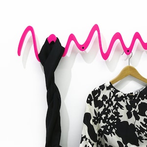 Modern Decorative Wall Hook, Pink Zick - Zack, Coat Rack - Wall mount Acrylic Rack - Wall Hanger - Deco Coat Rack