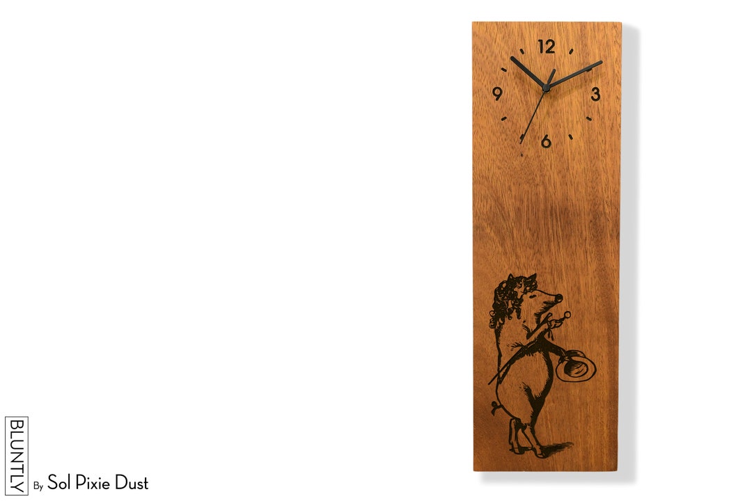Modern Wooden Wall Clock Vertical Wall and Table Clock Laser Engraved