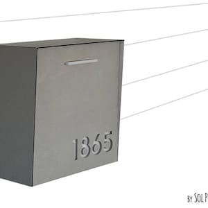 Mailbox mit Beton Gesicht (Tür), Aluminium Körper und grauem Acryl, Modernes Design, Benutzerdefinierte Mailbox, Wand Mailbox, Mailnest Typ 1