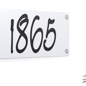 Artisan Modern House Numbers - Rectangle White with Black Acrylic - Contemporary Home Address - Sign Plaque - Door Number - Hotel Numbers