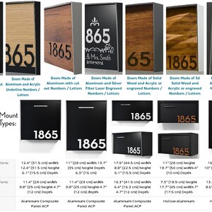 All my Wall Mount Mailboxes Types and sizes and all my Door Style you can choose for your mailbox to have