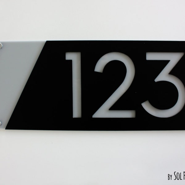 Moderne Hausnummern schwarz mit grauer Acrylfarbe - Moderne Hausnummer - Hausnummer - Schild - Hausnummer