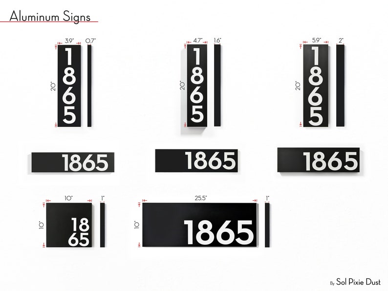 Modern House Numbers - Aluminum Hollow Bar Rectangle Vertical - Black ...