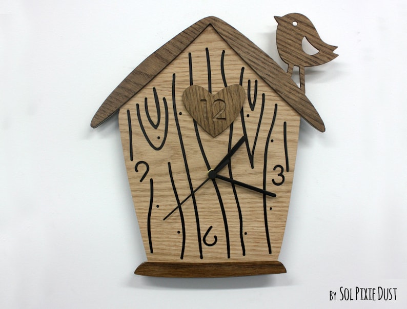 Nest Wooden Wall Clock Kids Nursery Room Teens Room Baby Etsy