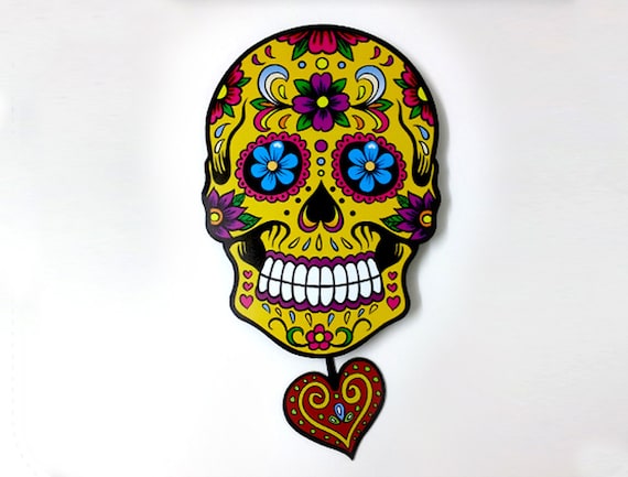 Catrina Calavera Sugar Skull Wall Clock Day of the Dead Mexican Art Decor Gift