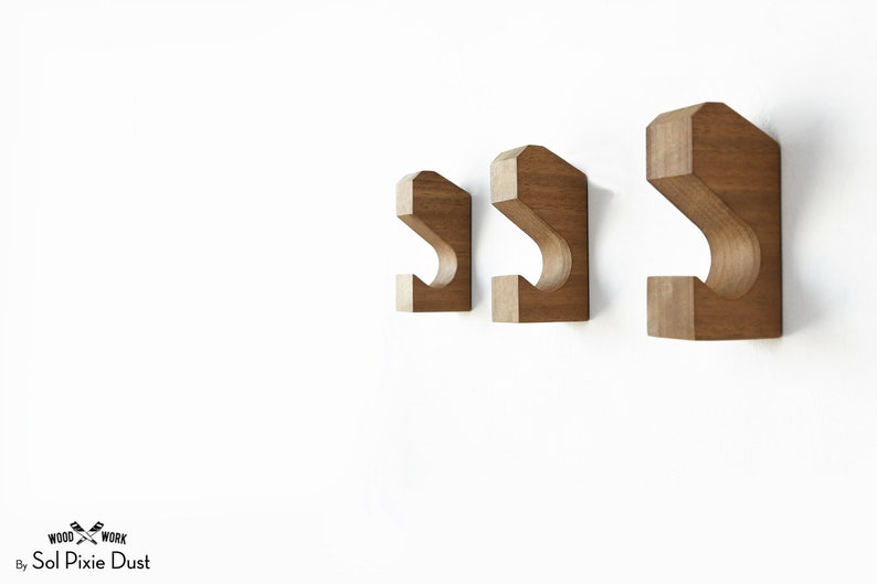 Modern Wooden Wall Pegs Coat Hook Solid African Teak Etsy