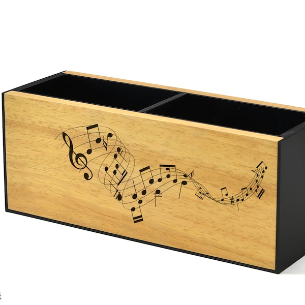 Wooden Pen Holder - Desk Organizer - Pencil Holder - Personalized Gifts - Music Lover - Music Gift - Musician Gifts - Music Teacher Gift