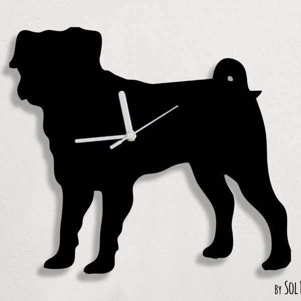 Pug Dog 1 - Wall Clock Silhouette