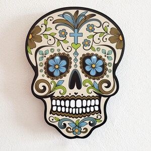 Big Beige Sugar Skull - Day of the Dead -Dia de Los Muertos - Calavera - Wall Clock - Wall Deco