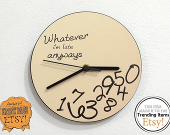 Whatever, I&#39;m late anyways Beige - Wall Clock - RGB LED 5V Option