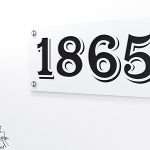 Shadow Modern House Numbers - Rectangle White with Black Acrylic - Contemporary Home Address - Sign Plaque - Door Number - Hotel Numbers