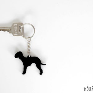 Bedlington Terrier Dog Keychain Silhouette