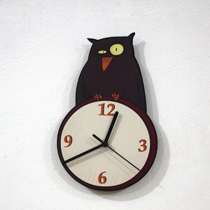 Búho de dibujos animados - Reloj de pared