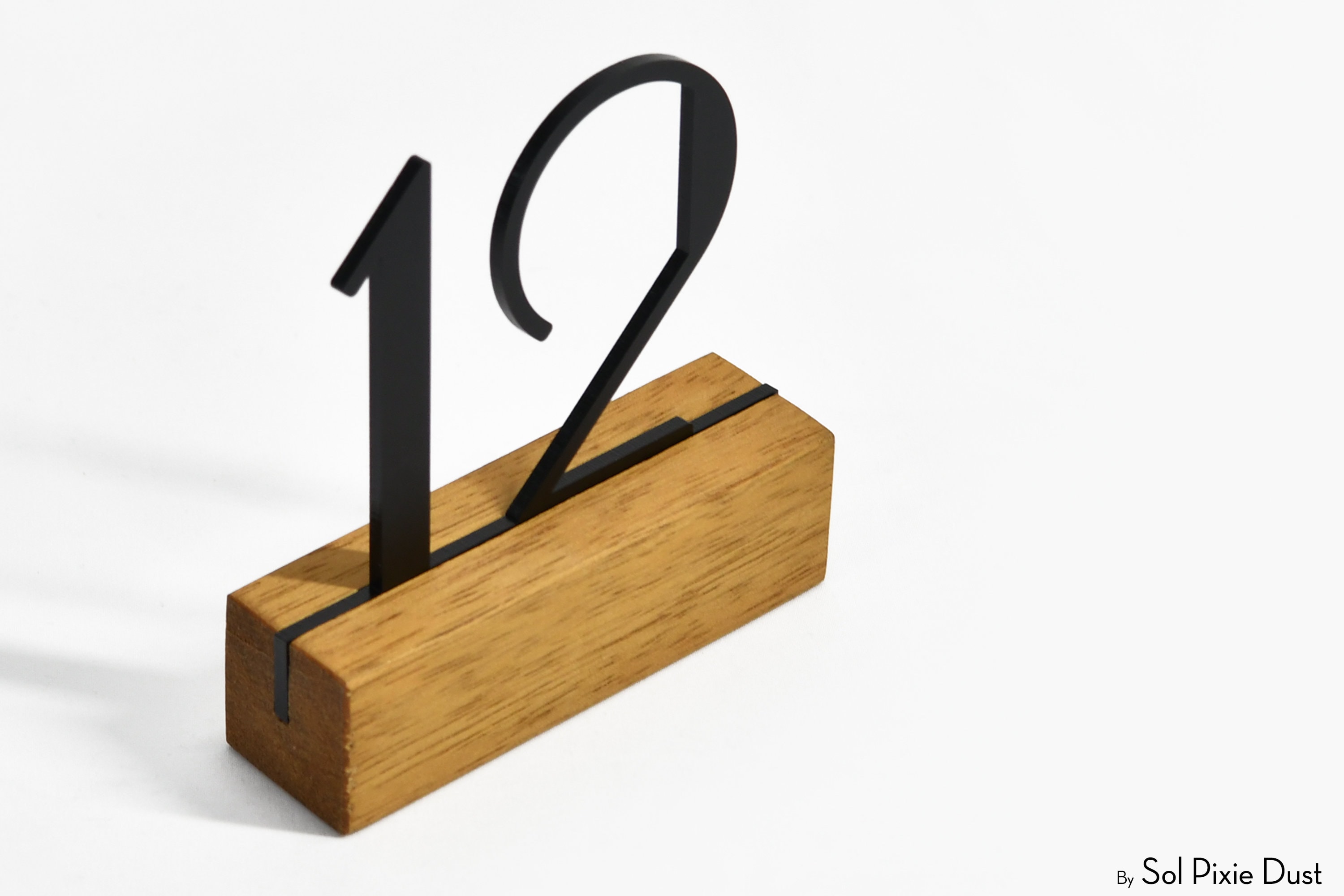 Modern Table Numbers Wooden Stand / Black Acrylic Numbers Table