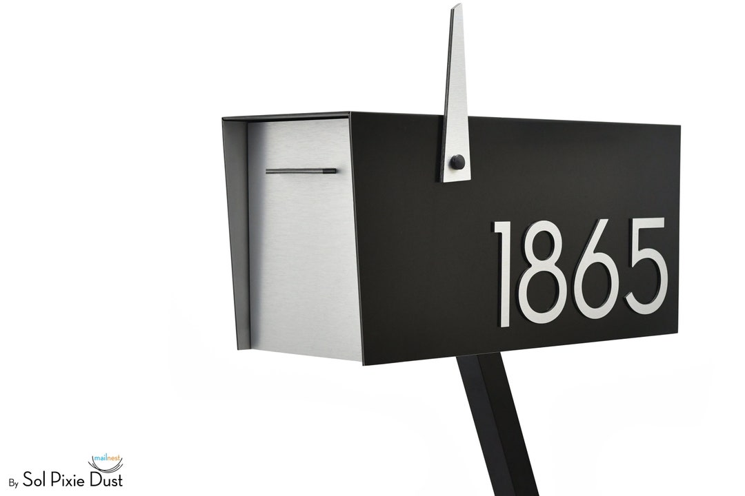 Contemporary Post Mounted Mailbox - Aluminum Black Body and Aluminum ...