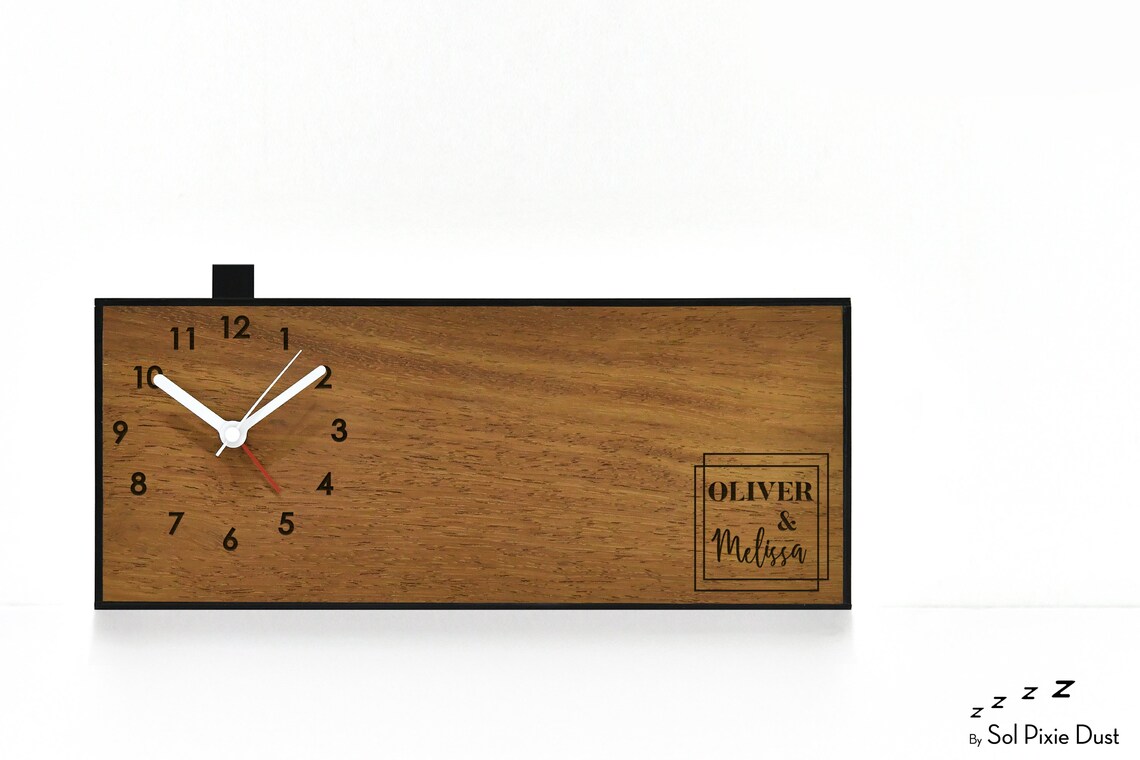 Modern Alarm Clock Laser Engraved Wood Clock Analog No Etsy