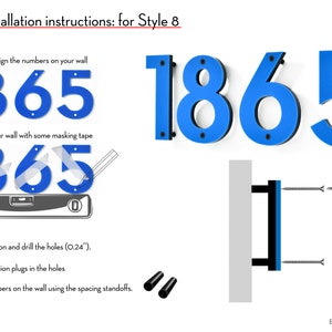 Modern House Numbers Letters - Navy Blue Acrylic - Mailbox Numbers ...