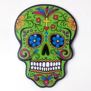 Big Green Sugar Skull - Day of the Dead -Dia de Los Muertos - Calavera - Wall Clock - Wall Deco