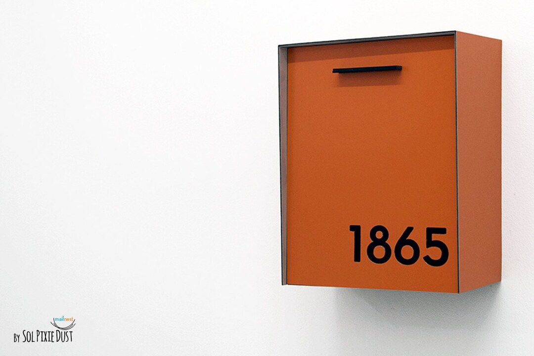 Mailbox With Orange Aluminum Face and Body and Black Acrylic Numbers ...