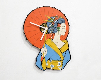 Japan Geisha With Umbrella - Wall Clock