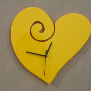 Yellow Heart Cartoon Silhouette - Wall Clock