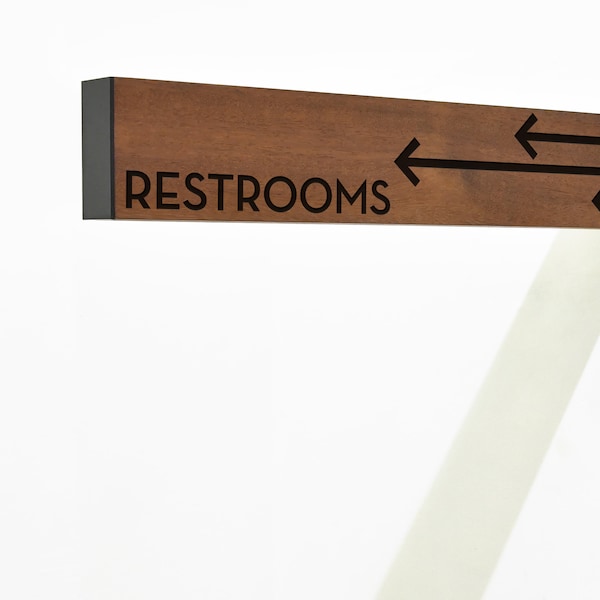 Custom Directional Sign - Restrooms Sign - Bathroom Sign - Wheelchair Access Sign - Toilet Sign - Hotel Sign with Arrow - Distance Sign