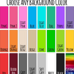 Puede incluir: Una tabla con 16 muestras de colores para elegir un color de fondo. Los colores incluyen rosa, rosa claro, azul, azul claro, turquesa, morado, morado claro, naranja, naranja claro, beige, verde lima, verde, verde claro, amarillo, rojo, rojo sangre, gris, gris claro, gris suave, blanco, negro y una opci&oacute;n de color personalizado.