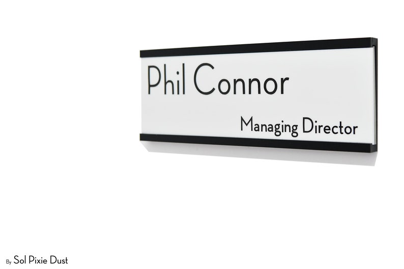 Style 3 Door Name Sign White Acrylic Slide Plate- Custom Wall Mounted Name Label Business Office Sign Office Door Name Plate