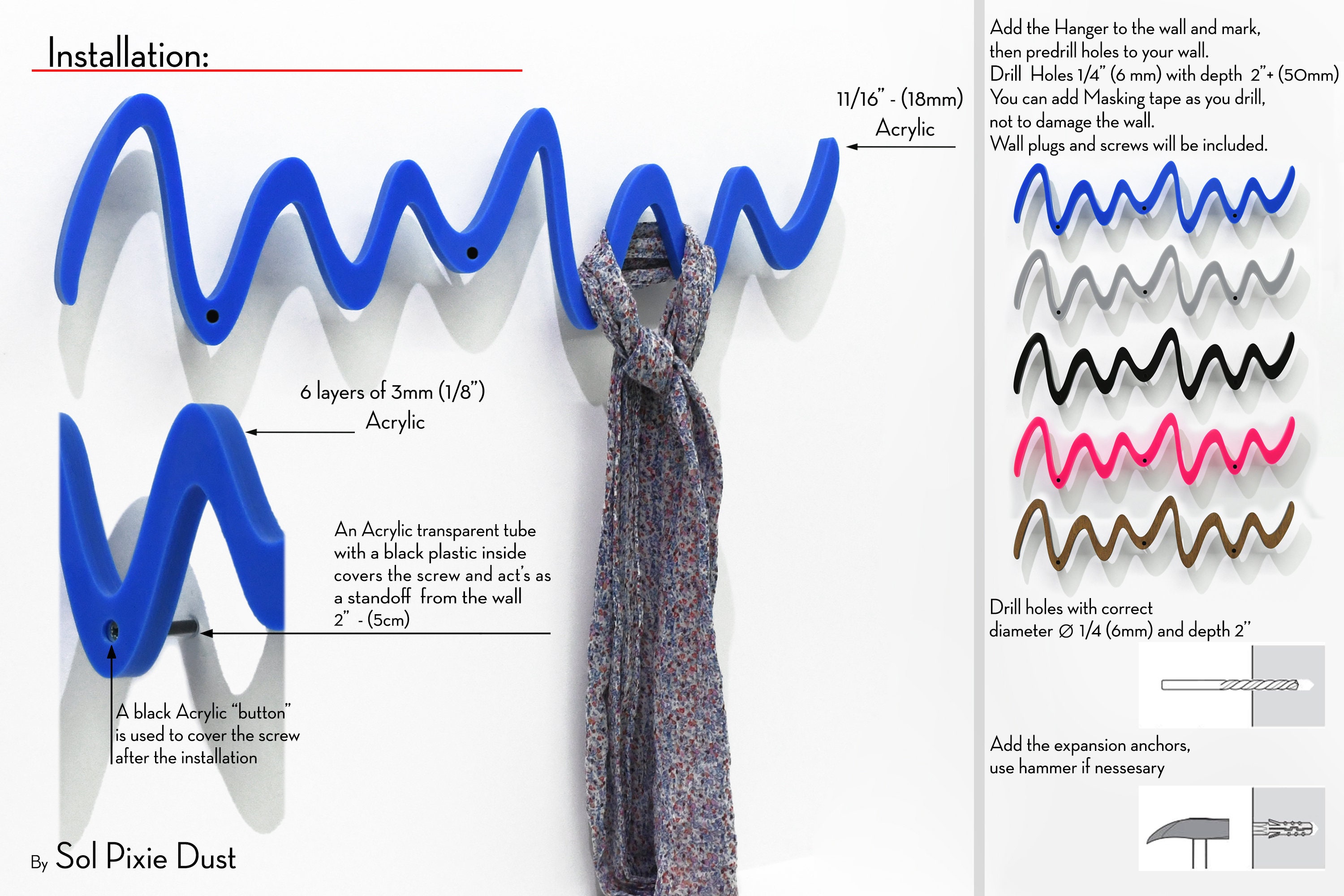 Modern Decorative Wall Hook Black Zick Zack Coat Rack Etsy