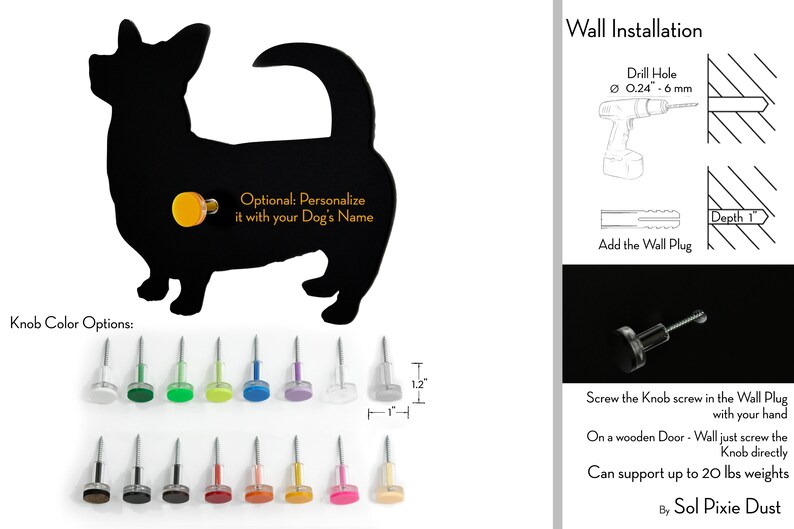 Pomeranian Dog Custom Name Dog Leash Holder Wall Hook Etsy
