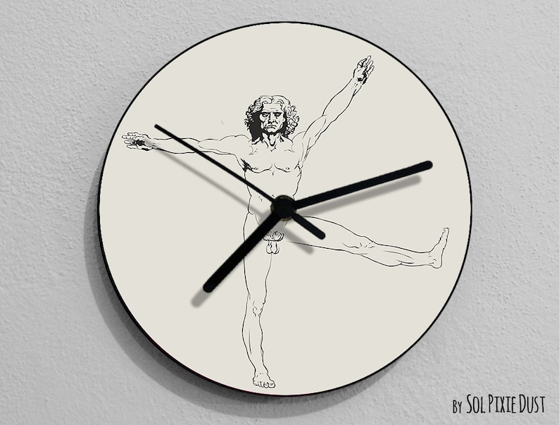 Anatomy Da Vinci Illustration Funny Vitruvian Man 1 Leonardo da Vinci Wall Clock Leonardo Da Vinci Drawing