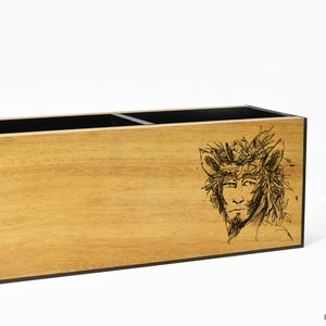 Wooden Pen Holder for Desk - Office Desk Organizer - Personalized Pencil Holder - Vintage - Greek God - Mythology Gifts for Him - Satyr Deco