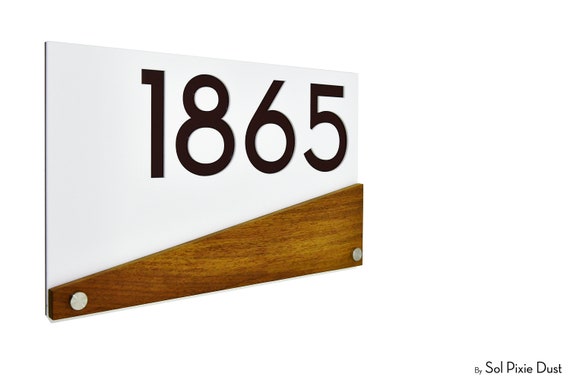 Iroko White Acrylic And Yellow Numbers Modern House Numbers Door Number Solid Wood Africa Teak Plaque Contemporary Home Address Sign Home Decor Home Living 330 Co Il